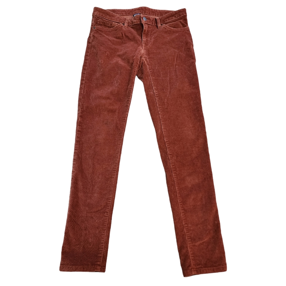 Patagonia Corduroy Skinny Leg Mid Rise Rust Orange Pants Women's Size 30